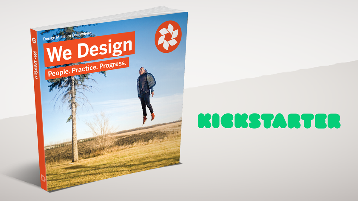 We Design Book Mock Up with Kickstarter logo