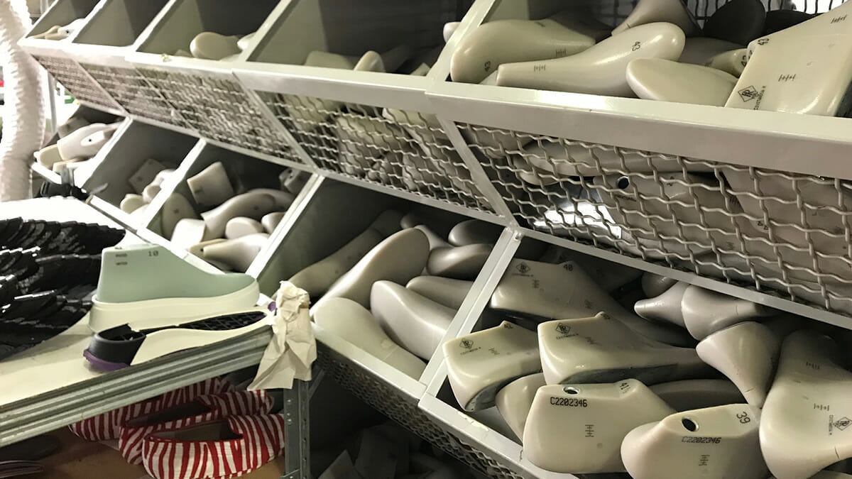 Beginning of the shoe process, shoe  in a factory