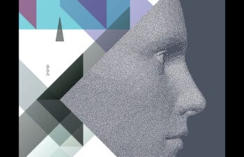 Magazine Cover with a pixelated man's face in profile with geometric shapes, and the words "Unfold," "A CoDesign Collaborative publication," and "Emerging Technologies"