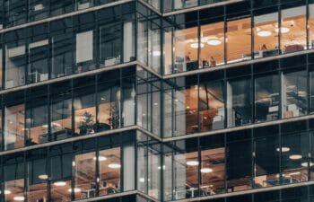 Exterior of a glass, corporate office building